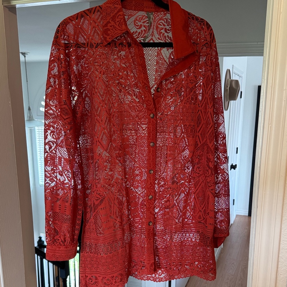Anthropologie Rust Button-Down Shirt